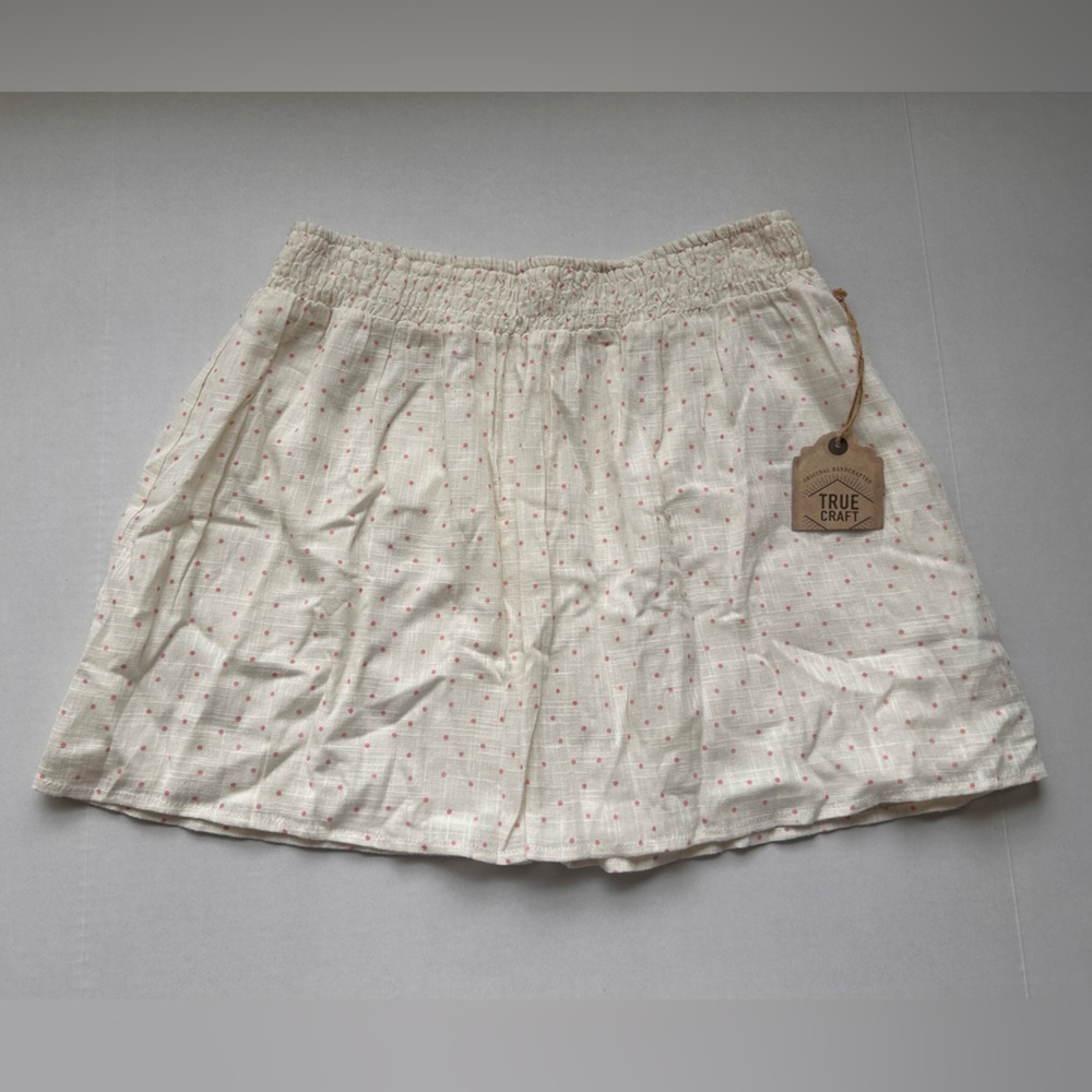 True Craft Cream Skirt with Pink Polka Dots